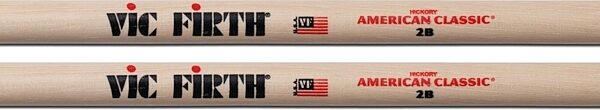 open zoom image for Vic Firth American Classic 2B Drumsticks, Pair, Natural, Wood Tip, view