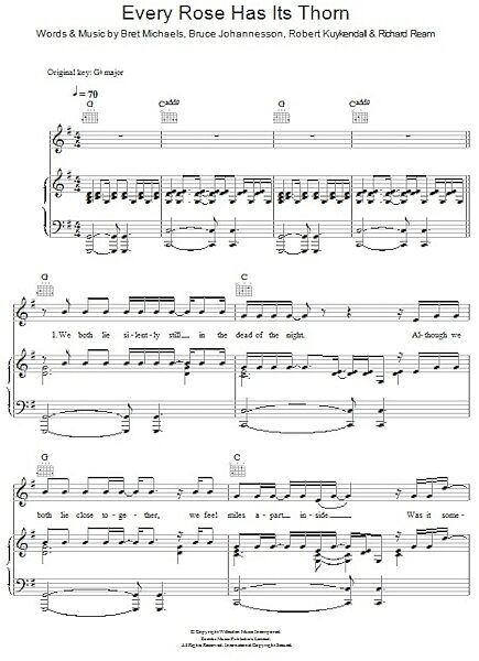 open zoom image for Every Rose Has Its Thorn - Piano/Vocal/Guitar, New, Main