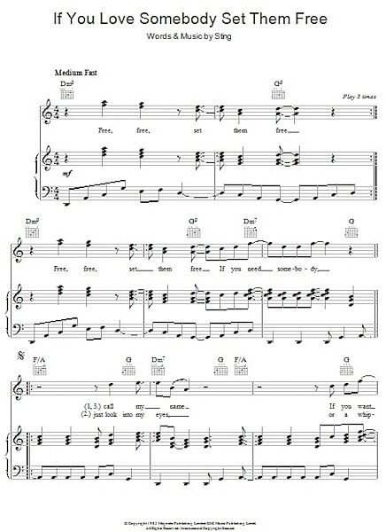 open zoom image for If You Love Somebody Set Them Free - Piano/Vocal/Guitar, New, Main