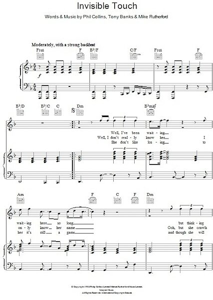 open zoom image for Invisible Touch - Piano/Vocal/Guitar, New, Main