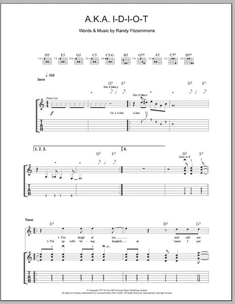 open zoom image for A.K.A. I-D-I-O-T - Guitar TAB, New, Main