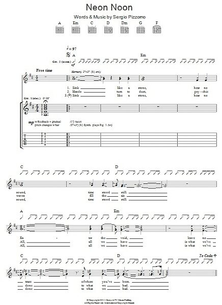 open zoom image for Neon Noon - Guitar TAB, New, Main