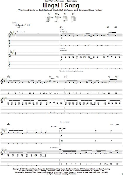 open zoom image for Illegal I Song - Guitar TAB, New, Main