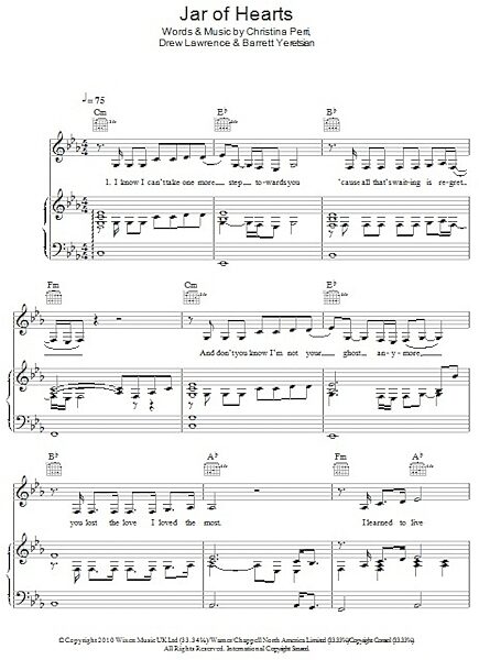 open zoom image for Jar Of Hearts - Piano/Vocal/Guitar, New, Main