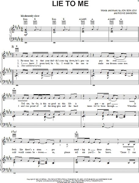 open zoom image for Lie To Me - Piano/Vocal/Guitar, New, Main