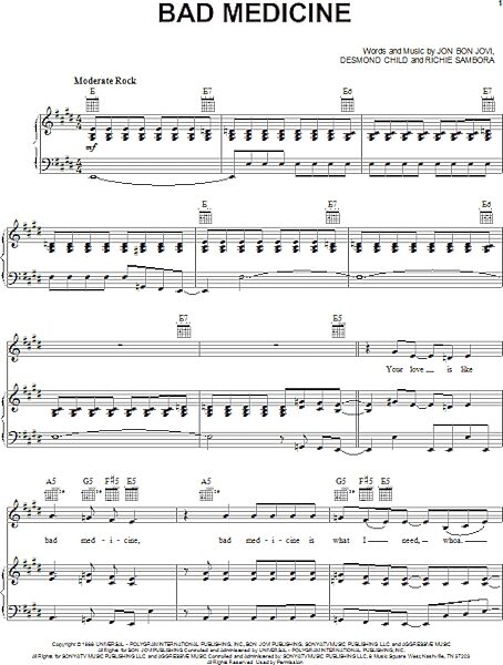 open zoom image for Bad Medicine - Piano/Vocal/Guitar, New, Main