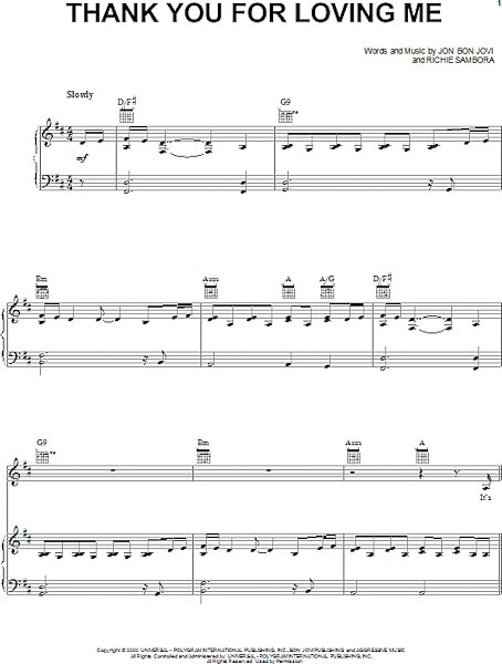 open zoom image for Thank You For Loving Me - Piano/Vocal/Guitar, New, Main