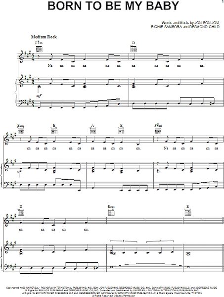 open zoom image for Born To Be My Baby - Piano/Vocal/Guitar, New, Main