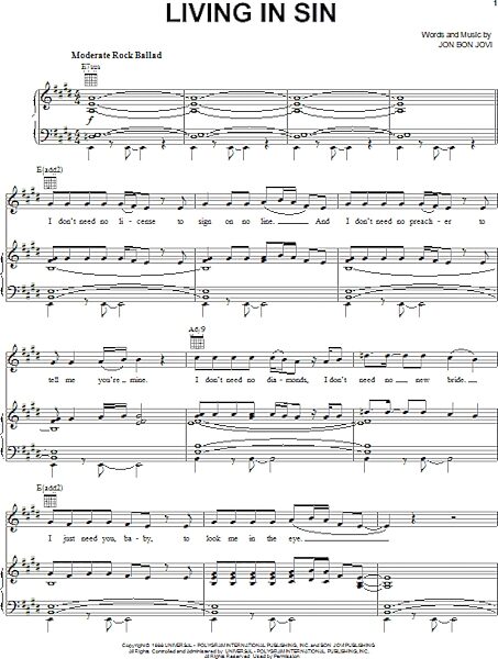 open zoom image for Living In Sin - Piano/Vocal/Guitar, New, Main