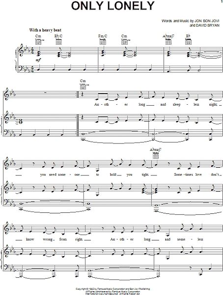 open zoom image for Only Lonely - Piano/Vocal/Guitar, New, Main