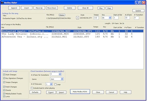 open zoom image for PG Music Band in a Box (Windows), Screenshot - Medley Maker