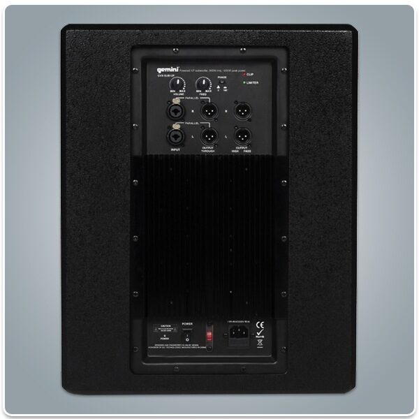 open zoom image for Gemini GVX-SUB12P Powered Subwoofer (1200 Watts, 1x12"), Rear