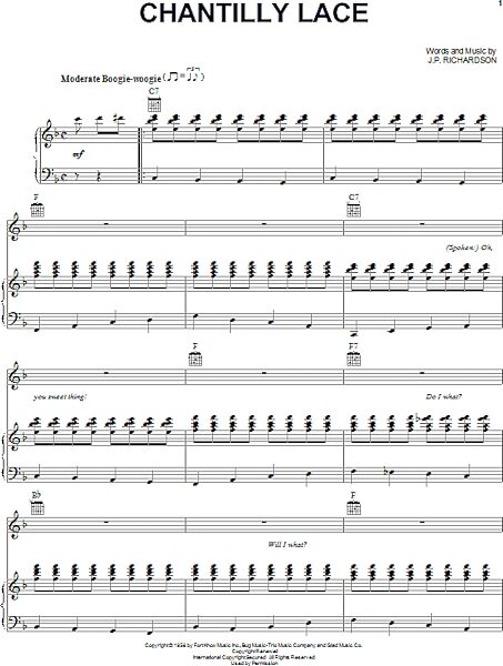 open zoom image for Chantilly Lace - Piano/Vocal/Guitar, New, Main