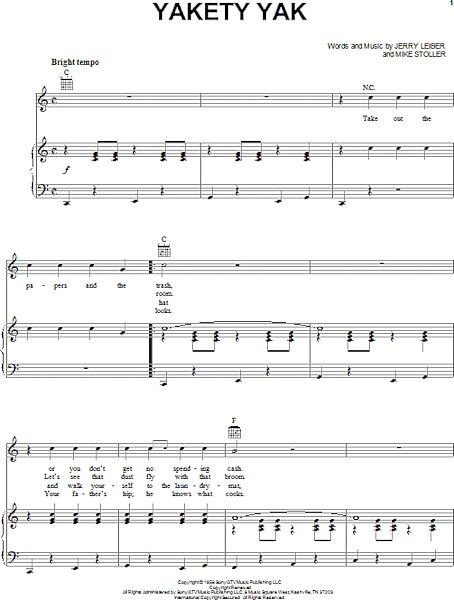 open zoom image for Yakety Yak - Piano/Vocal/Guitar, New, Main