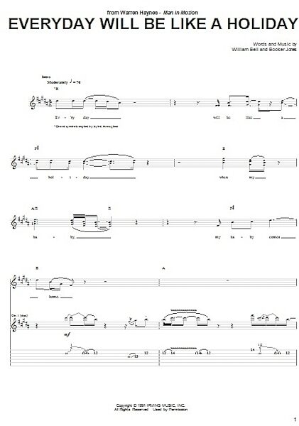 open zoom image for Everyday Will Be Like A Holiday - Guitar TAB, New, Main