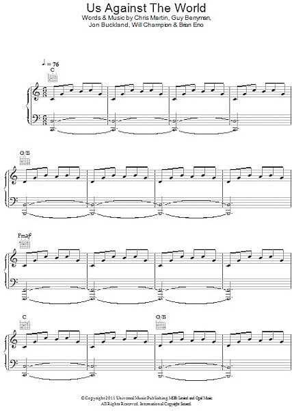 open zoom image for Us Against The World - Piano/Vocal/Guitar, New, Main
