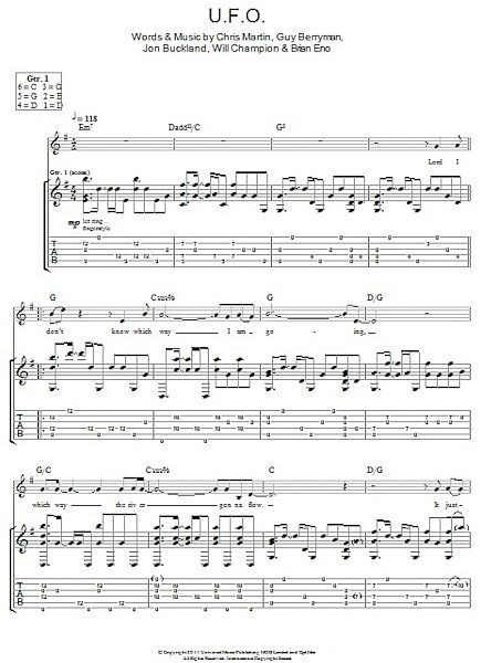 open zoom image for U.F.O. - Guitar TAB, New, Main