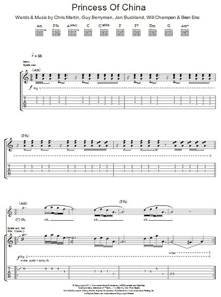 open zoom image for Princess Of China - Guitar TAB, New, Main