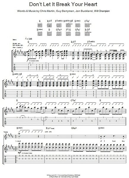 open zoom image for Don't Let It Break Your Heart - Guitar TAB, New, Main