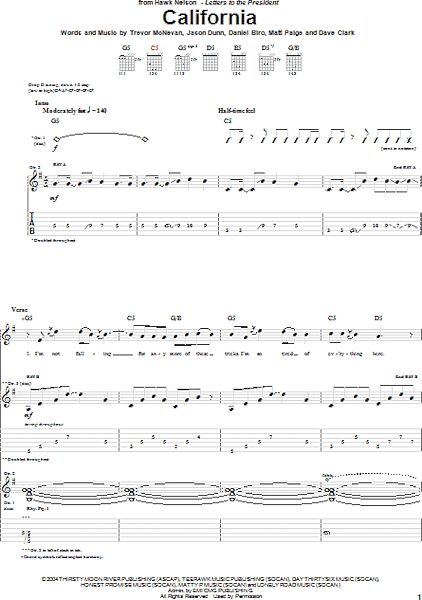 open zoom image for California - Guitar TAB, New, Main