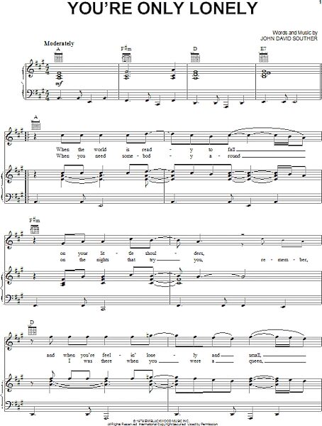 open zoom image for You're Only Lonely - Piano/Vocal/Guitar, New, Main