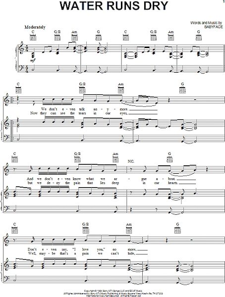 open zoom image for Water Runs Dry - Piano/Vocal/Guitar, New, Main