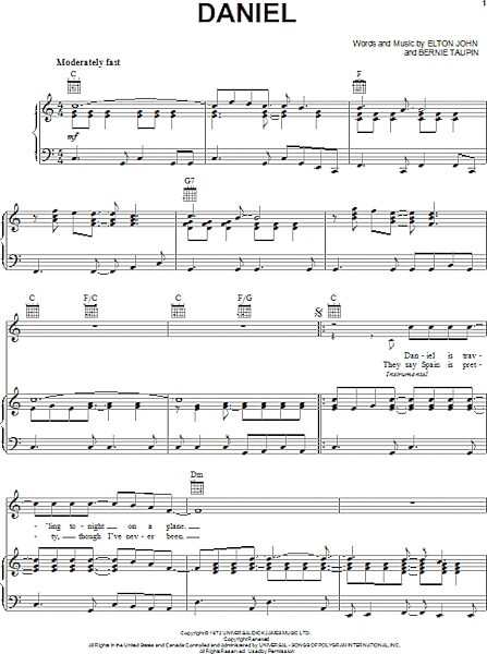 open zoom image for Daniel - Piano/Vocal/Guitar, New, Main