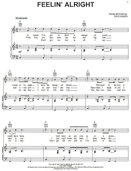 open zoom image for Feelin' Alright - Piano/Vocal/Guitar, New, Main