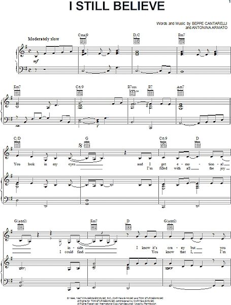 open zoom image for I Still Believe - Piano/Vocal/Guitar, New, Main