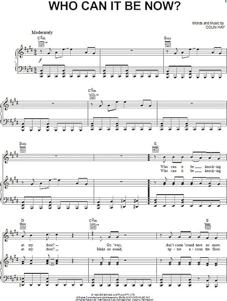 open zoom image for Who Can It Be Now? - Piano/Vocal/Guitar, New, Main