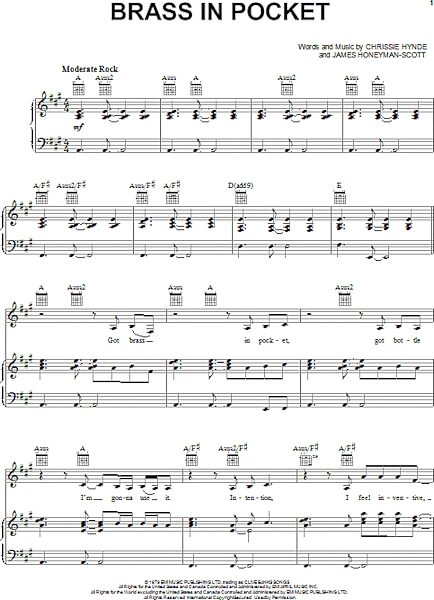 open zoom image for Brass In Pocket - Piano/Vocal/Guitar, New, Main