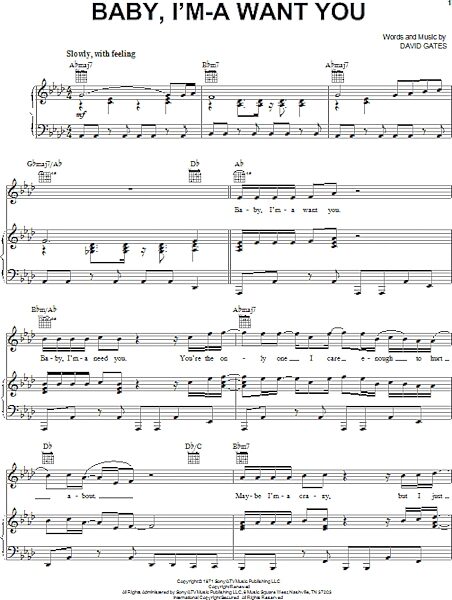 open zoom image for Baby, I'm-A Want You - Piano/Vocal/Guitar, New, Main