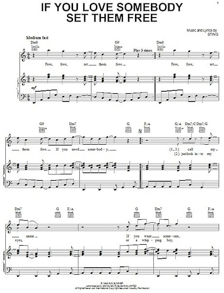 open zoom image for If You Love Somebody Set Them Free - Piano/Vocal/Guitar, New, Main