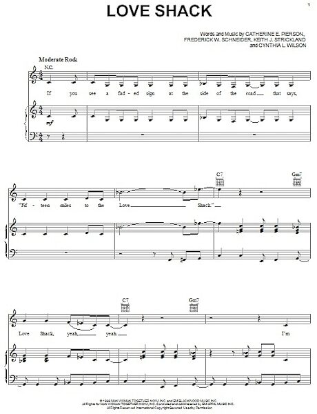 open zoom image for Love Shack - Piano/Vocal/Guitar, New, Main