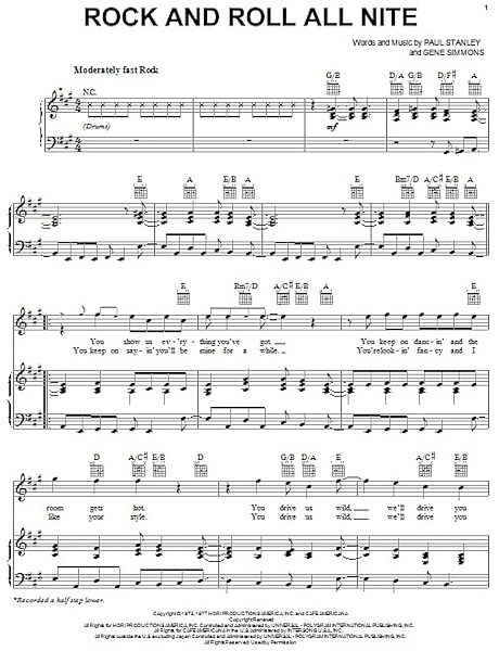 open zoom image for Rock And Roll All Nite - Piano/Vocal/Guitar, New, Main