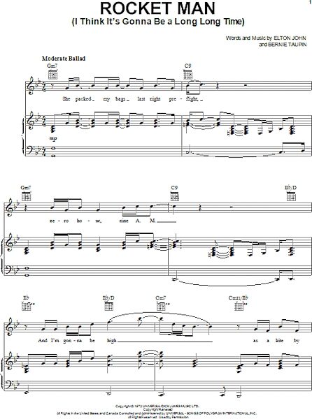 open zoom image for Rocket Man (I Think It's Gonna Be A Long Long Time) - Piano/Vocal/Guitar, New, Main