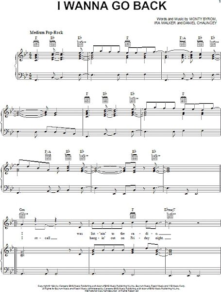 open zoom image for I Wanna Go Back - Piano/Vocal/Guitar, New, Main