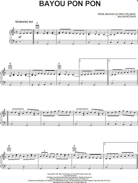 open zoom image for Bayou Pon Pon - Piano/Vocal/Guitar, New, Main