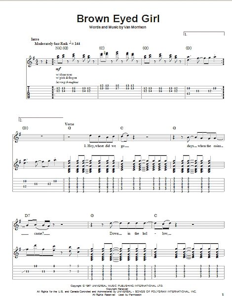 open zoom image for Brown Eyed Girl - Guitar Tab Play-Along, New, Main