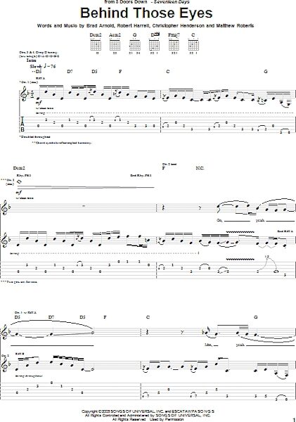open zoom image for Behind Those Eyes - Guitar TAB, New, Main