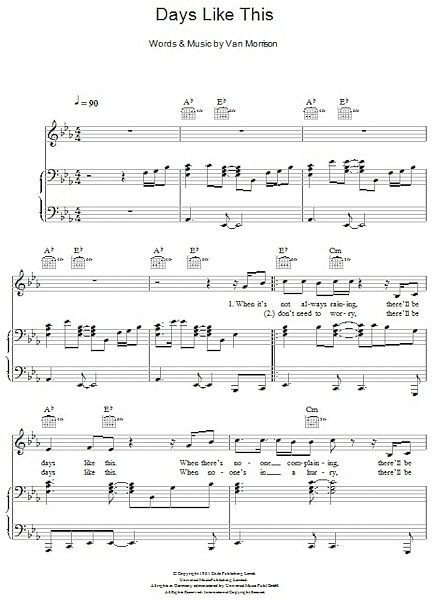 open zoom image for Days Like This - Piano/Vocal/Guitar, New, Main