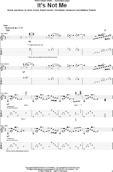 open zoom image for It's Not Me - Guitar TAB, New, Main