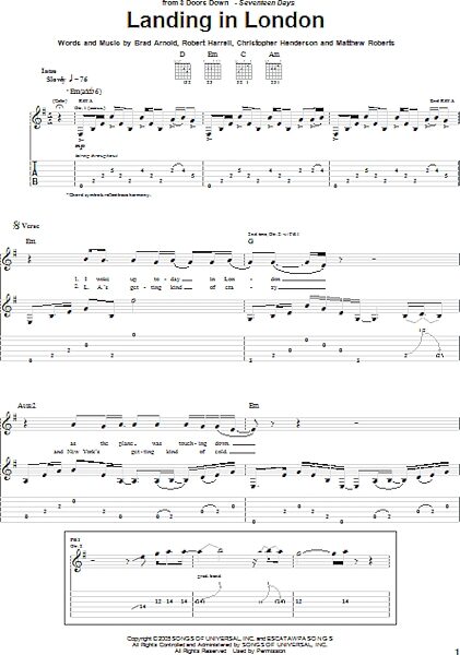open zoom image for Landing In London - Guitar TAB, New, Main