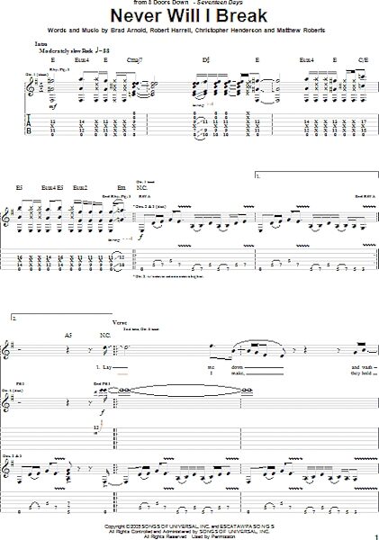 open zoom image for Never Will I Break - Guitar TAB, New, Main