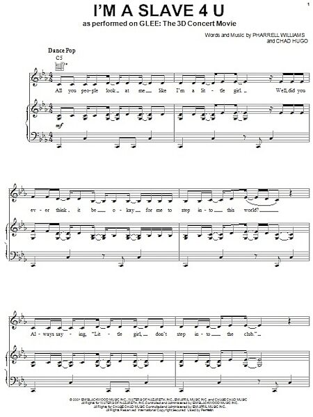 open zoom image for I'm A Slave 4 U - Piano/Vocal/Guitar, New, Main