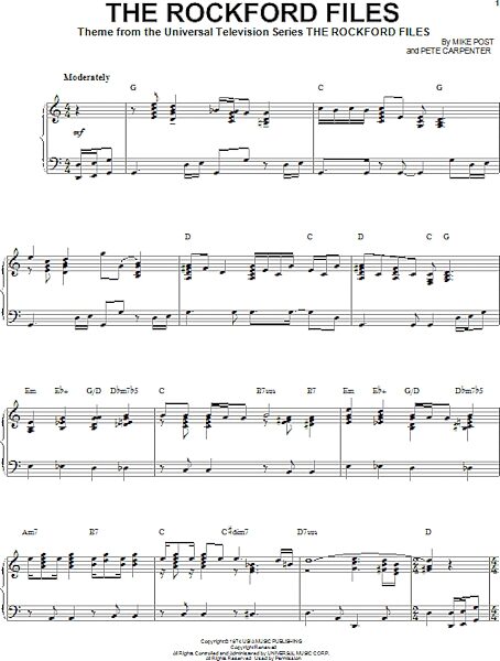 open zoom image for The Rockford Files - Piano/Vocal/Guitar, New, Main