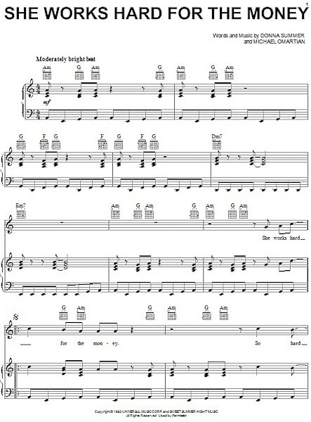 open zoom image for She Works Hard For The Money - Piano/Vocal/Guitar, New, Main