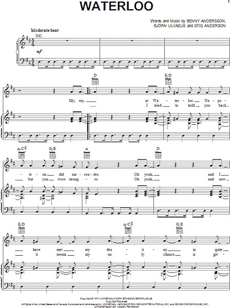 open zoom image for Waterloo - Piano/Vocal/Guitar, New, Main
