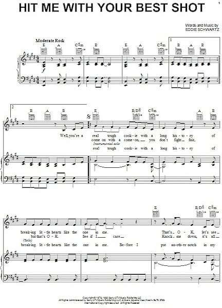 open zoom image for Hit Me With Your Best Shot - Piano/Vocal/Guitar, New, Main