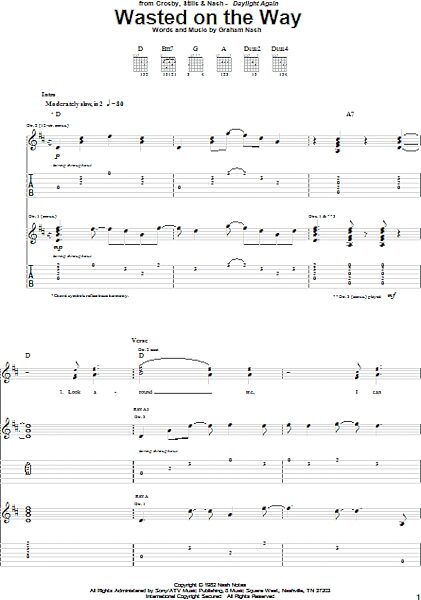 open zoom image for Wasted On The Way - Guitar TAB, New, Main